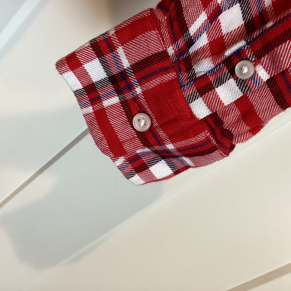 Women’s Banana Republic Button Down Long Sleeve Shirt Dillon Viscose Small Red - Picture 6 of 12